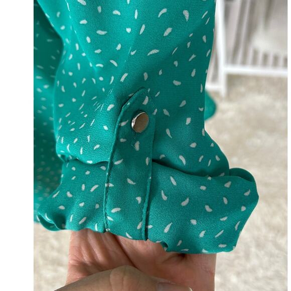 Apt. 9 Women's Size M Teal Button Up Roll Tab Sleeve Lightweight Blouse #0349 - Picture 7 of 14